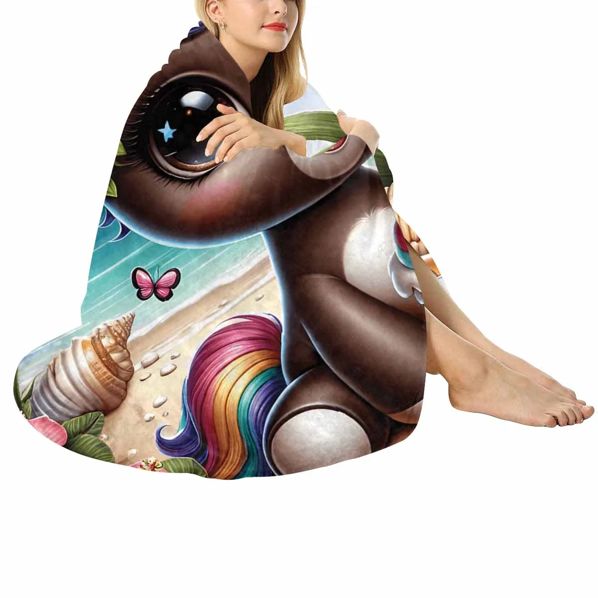 Unicorn_Awd35131  Circular Micro Fleece Blanket 47"