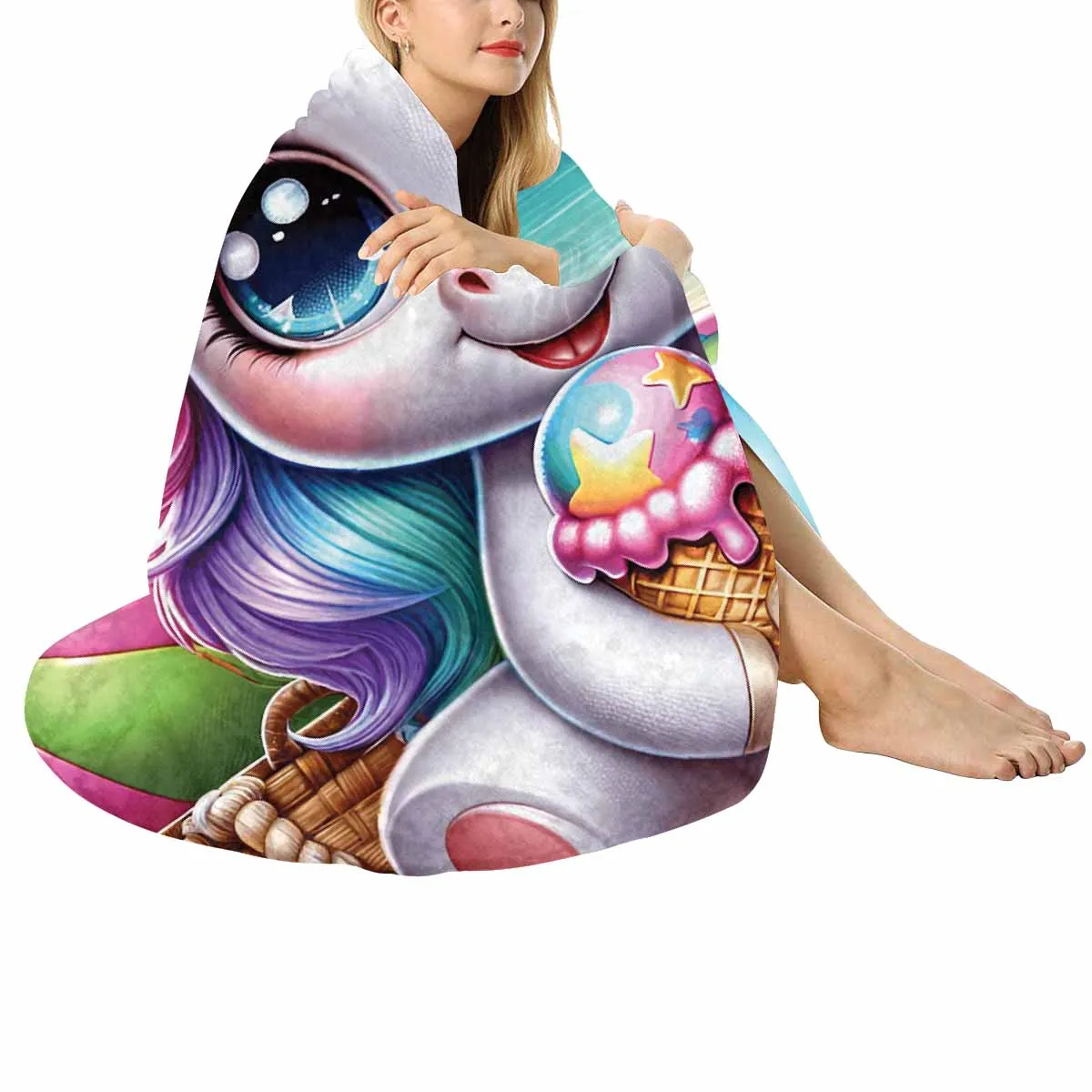 Unicorn_Awd35133  Circular Micro Fleece Blanket 47"