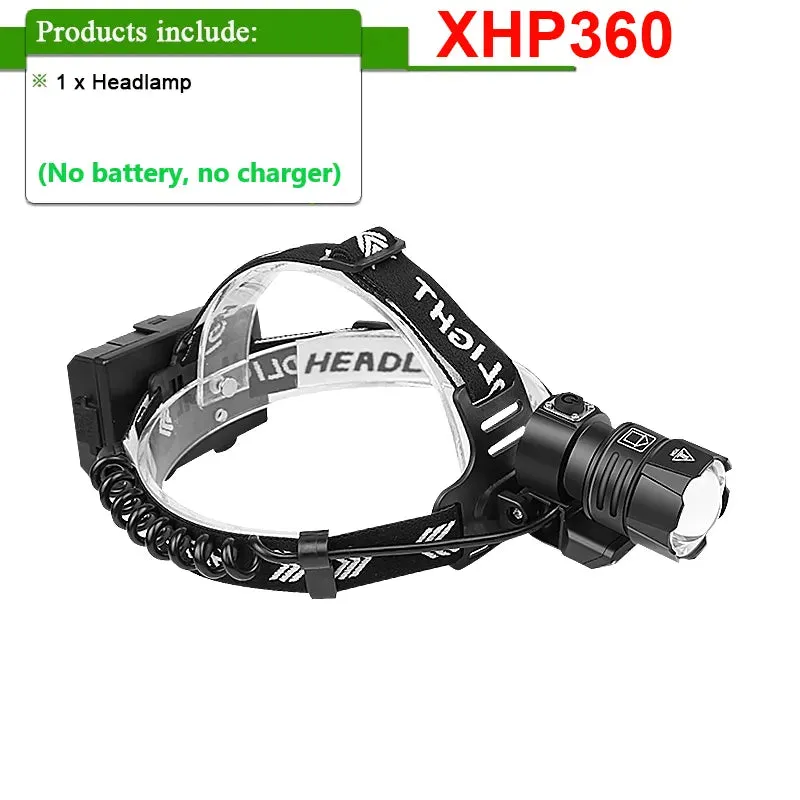 Upgraded LED Headlamp XHP360 COB Headlight Fishing Head Flashlight USB Rechargeable Head Lamp Light Hunting Head Lantern 18650