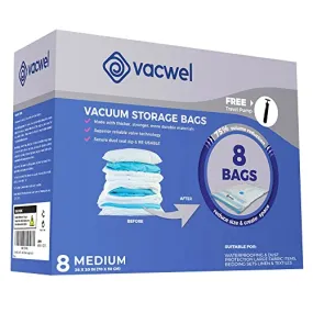 Vacwel 8 pack Medium Space Saver Vacuum Storage Bags for Clothes Storage