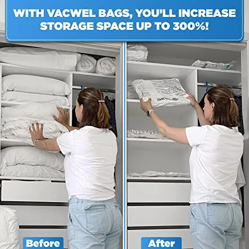 Vacwel 8 pack Medium Space Saver Vacuum Storage Bags for Clothes Storage