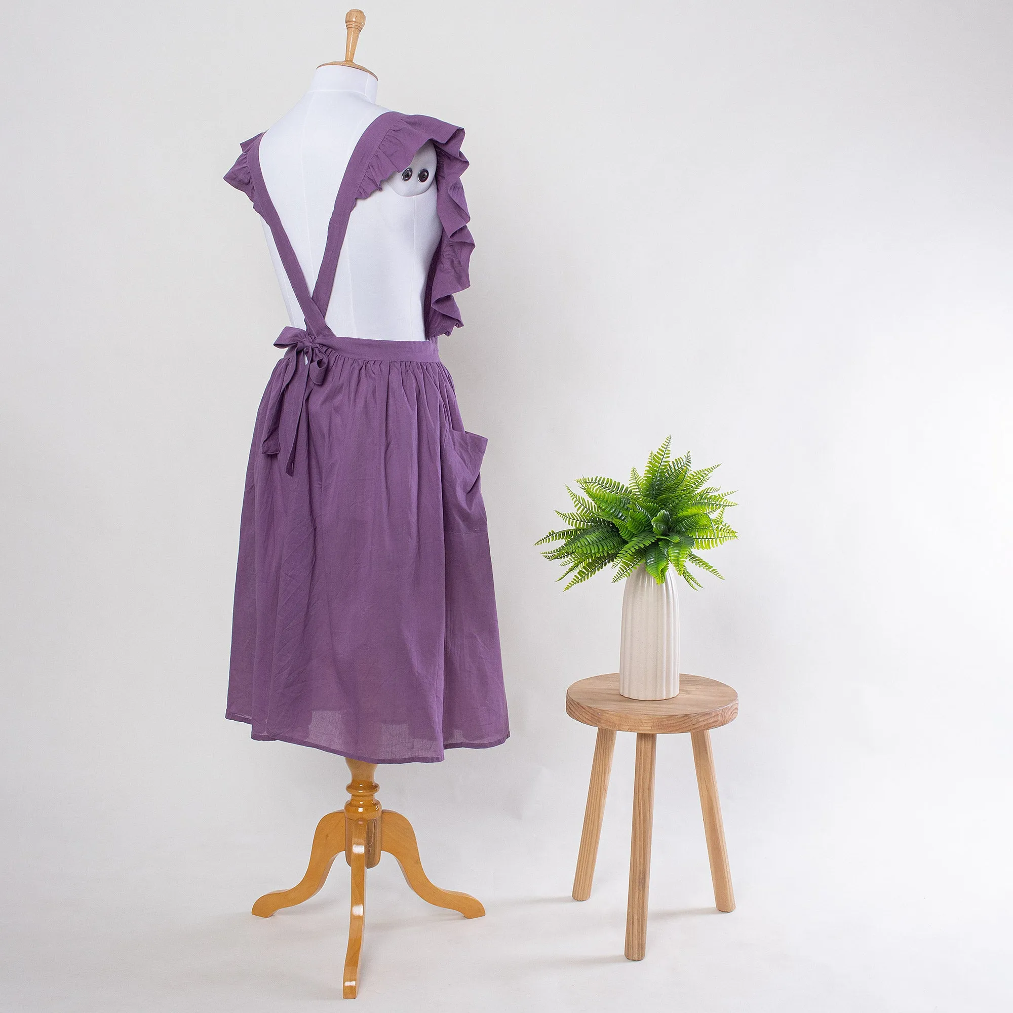 Versatile Purple Apron Dress for Kitchen