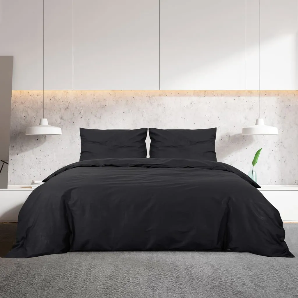 vidaXL Duvet Cover Set Black 260x220 cm Cotton