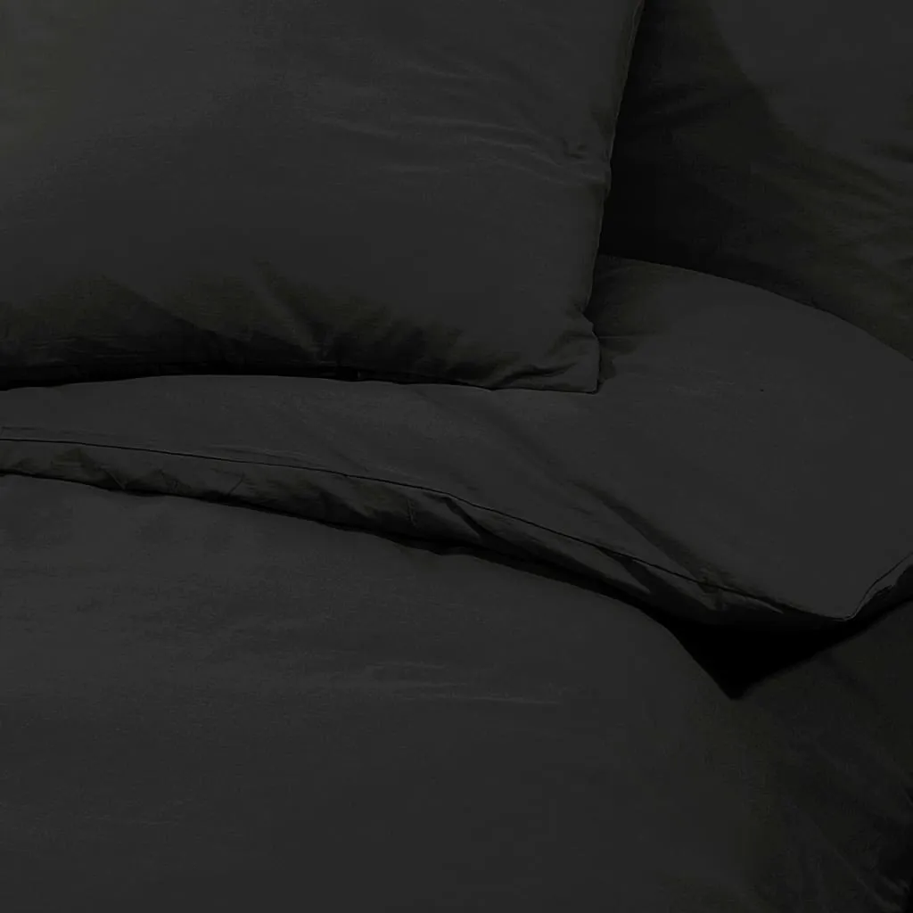 vidaXL Duvet Cover Set Black 260x220 cm Cotton