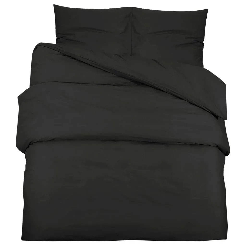 vidaXL Duvet Cover Set Black 260x220 cm Cotton