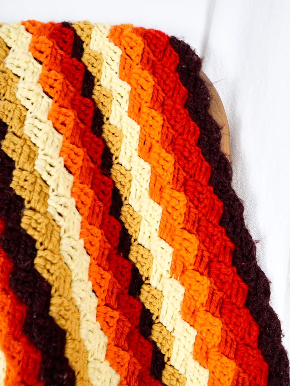 Vintage Sunset Stripe Handknit Blanket