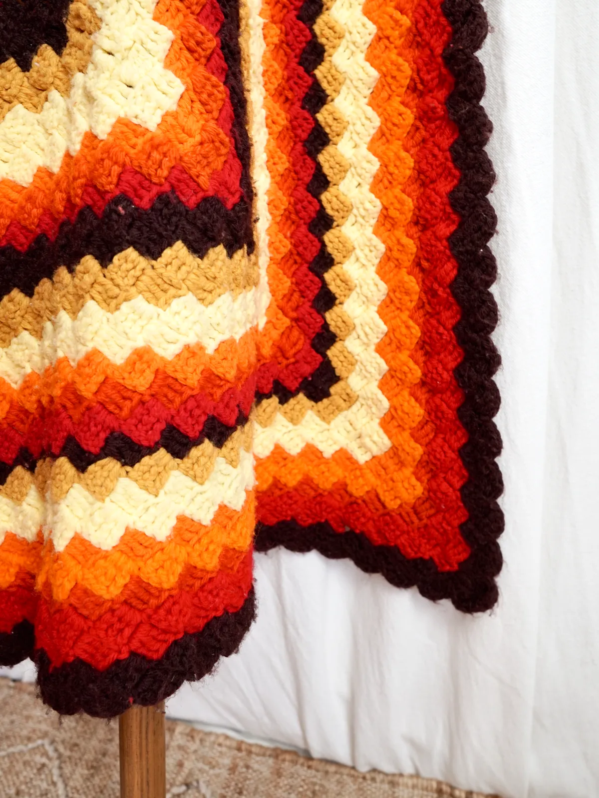 Vintage Sunset Stripe Handknit Blanket