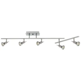 Viper 5 Light Adjustable LED Track Light Fixture, Brushed Steel