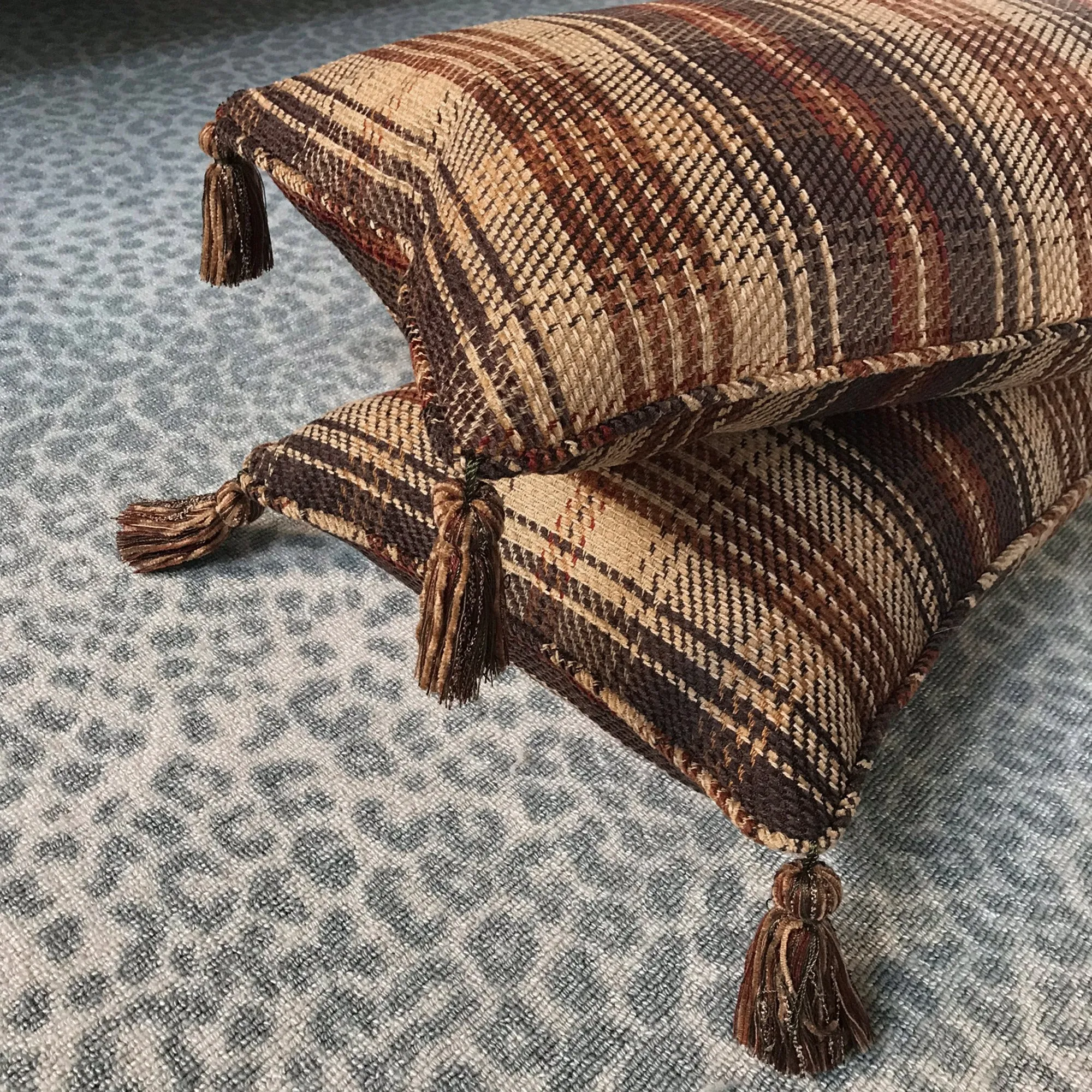 Woven Menswear Plaid Lumbar Pillow Cover 15x26