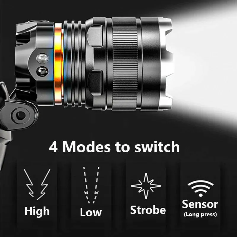 XHP50 LED Sensor Headlamp Waterproof Head Light Rechargeable Fishing Searching Camping Head Flashlight Zoom Lantern