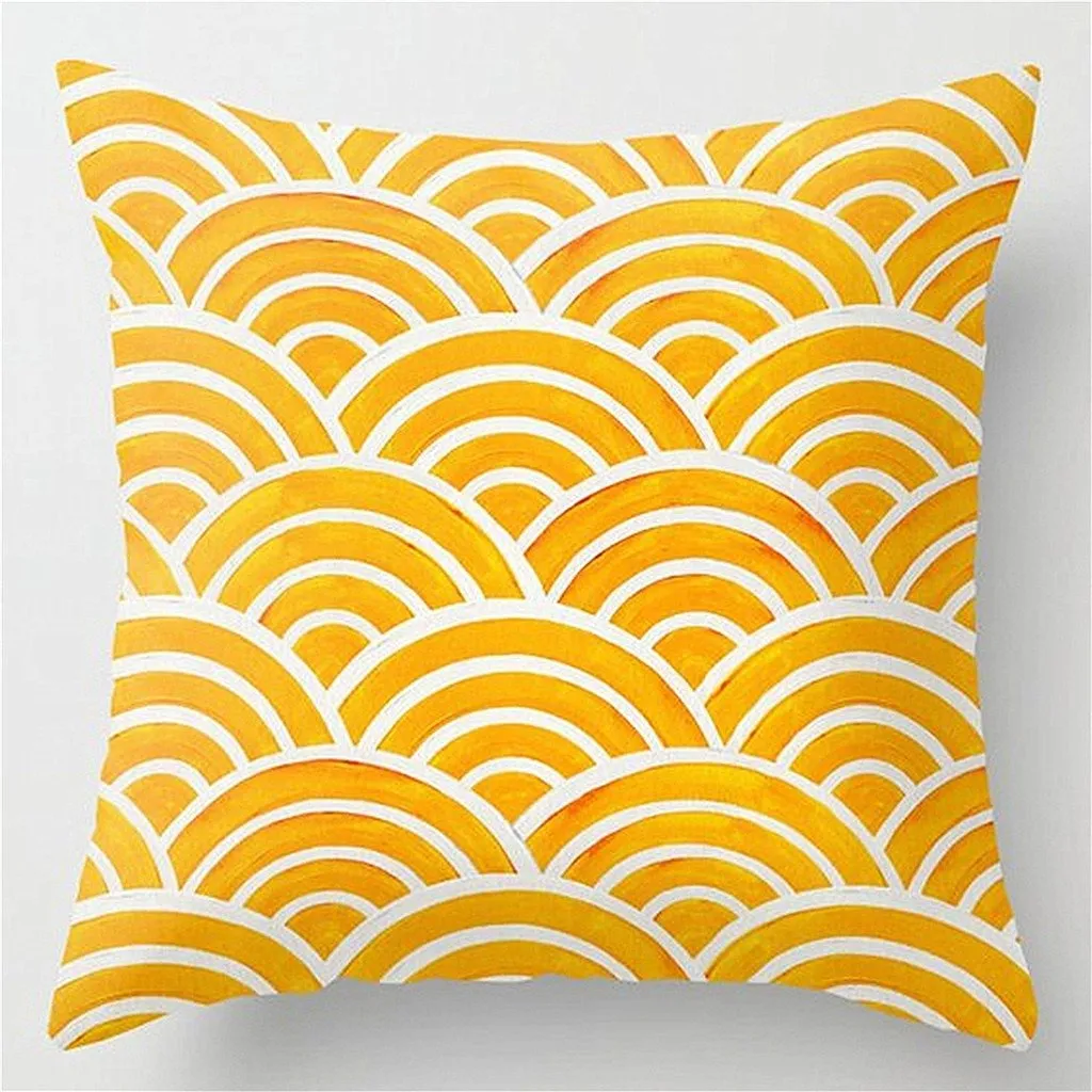 Yellow Velvet Cushion Pillowcase for Square Pillows