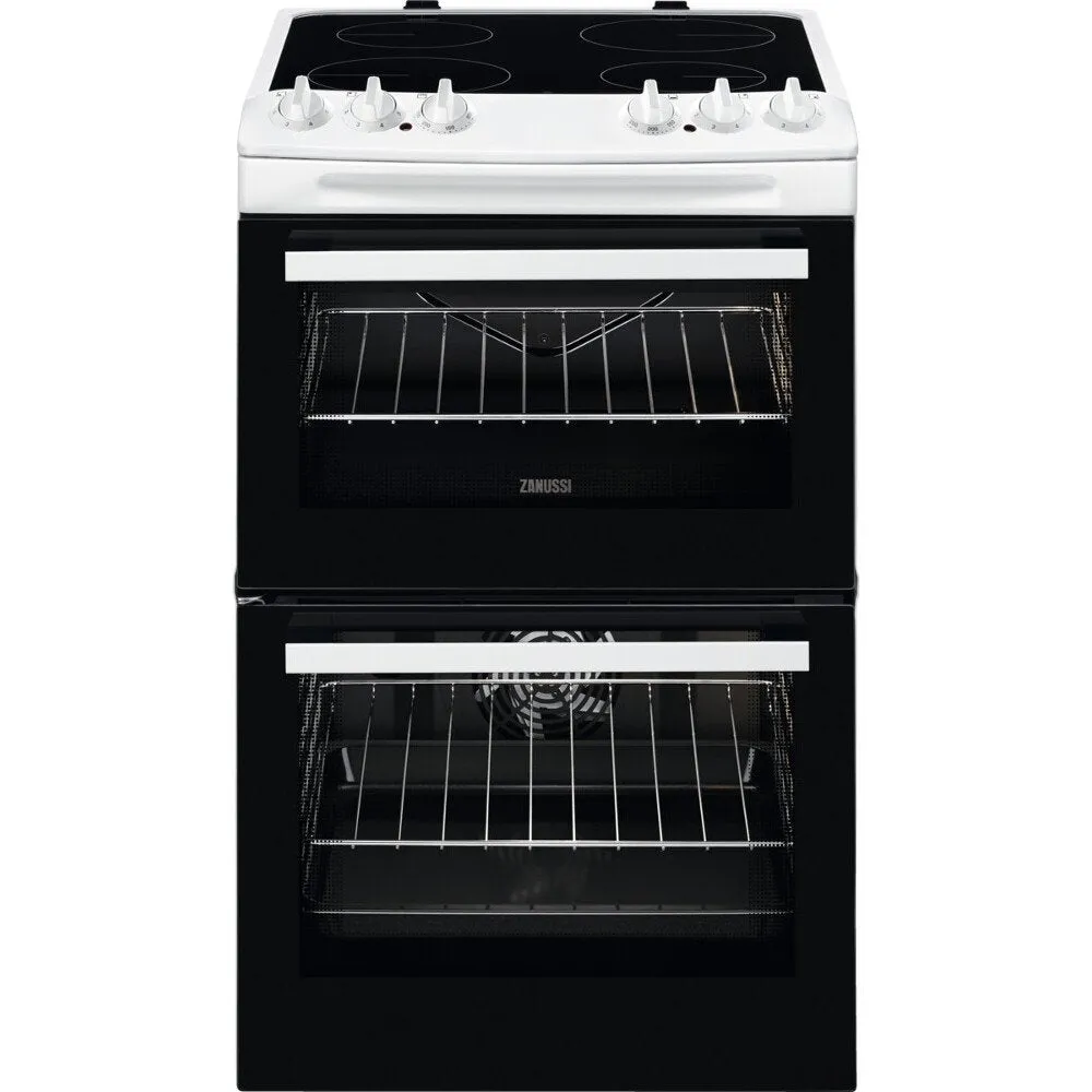 Zanussi ZCV46050WA Top 39/Main 77 Electric Cooker with Double Oven - Black / White