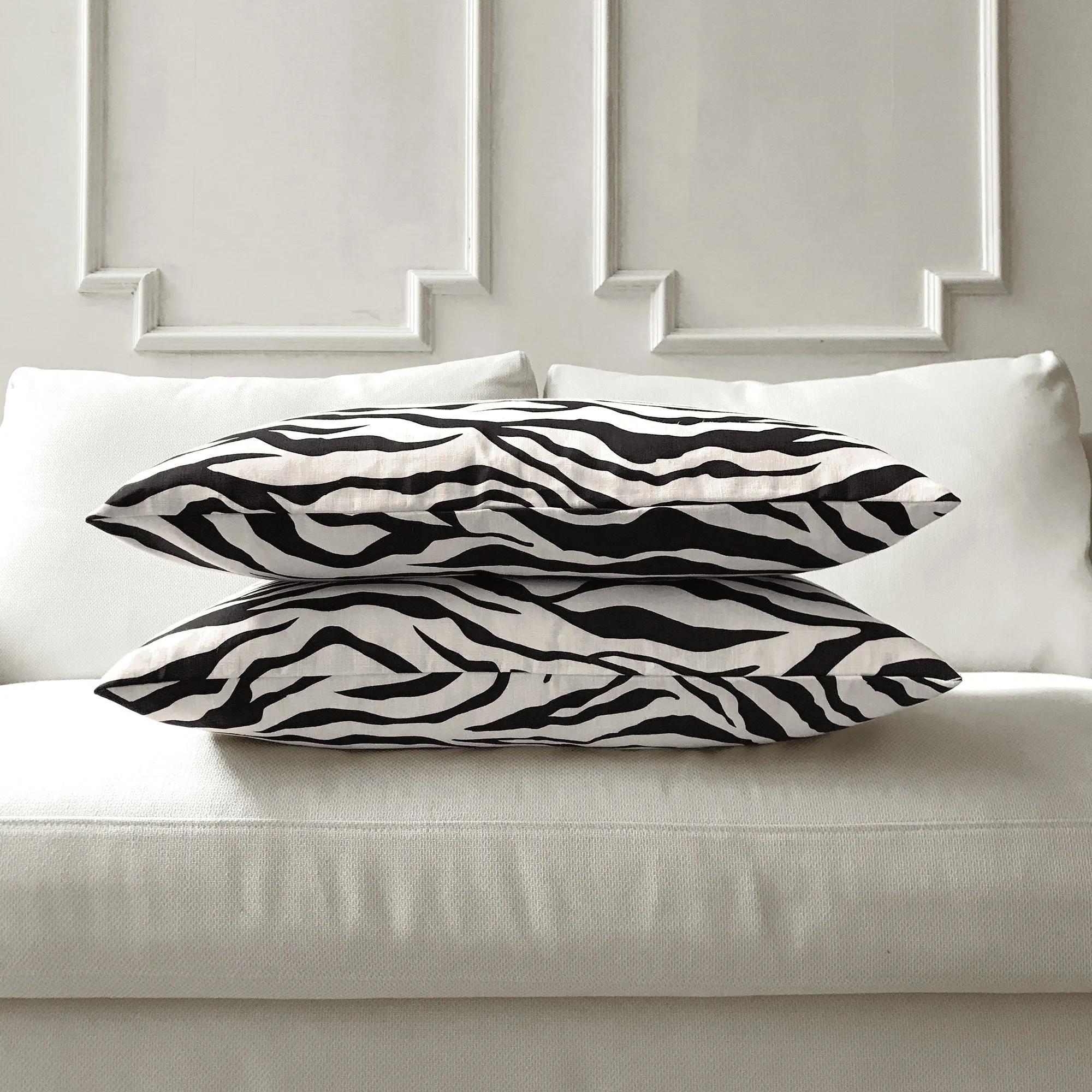 Zebra 100% Cotton Lumbar Pillow Cover 15x26