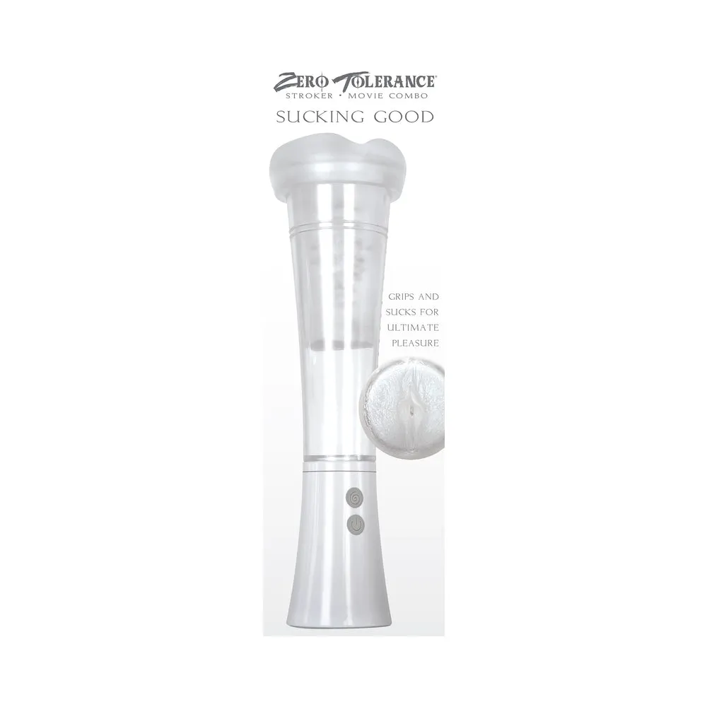 Zero Tolerance Sucking Good Rechargeable Vibrating Vacuum Pump Stroker Clear/White